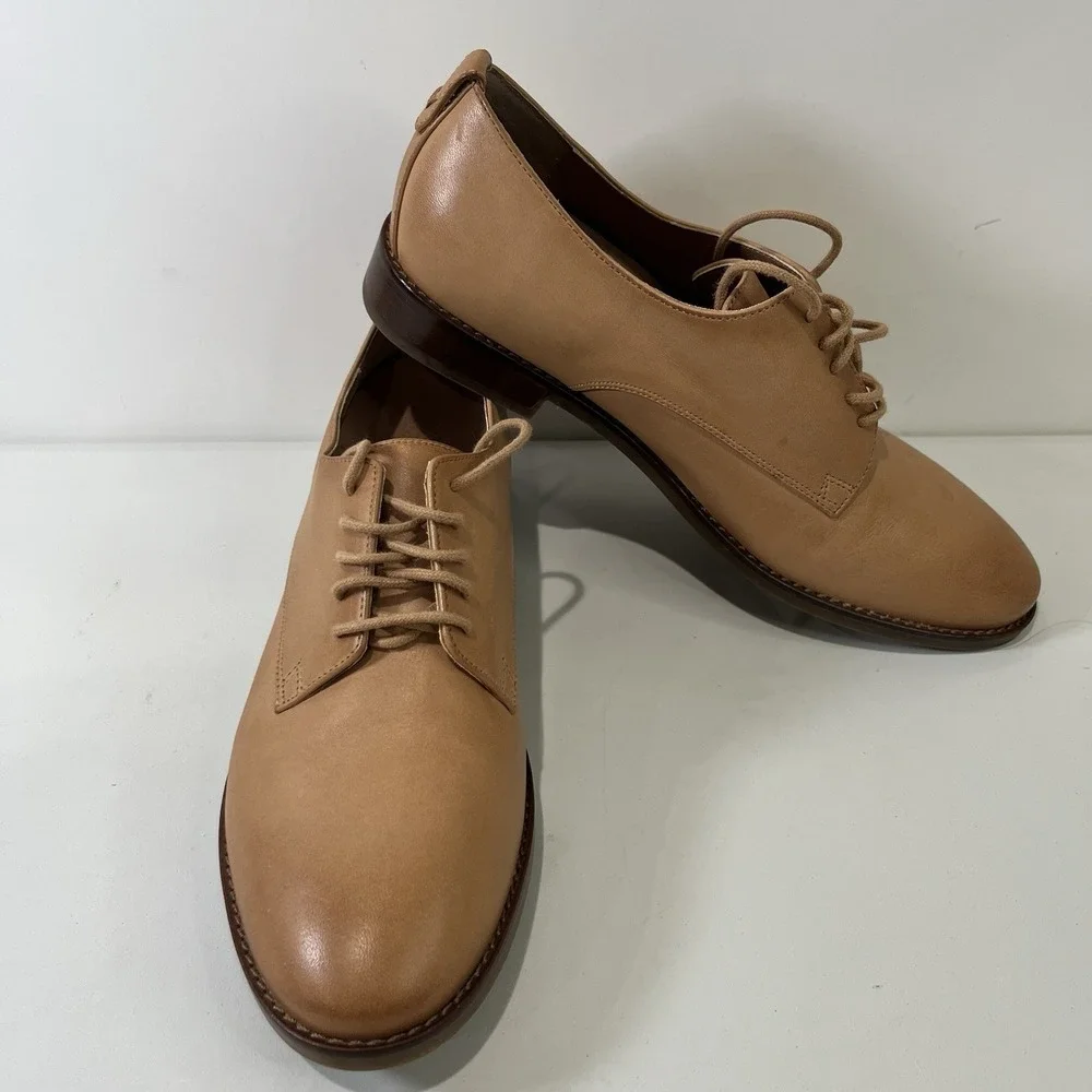 Vionic Women's Weslyn Lace Up Leather Oxford Shoes 8.5 Tan Brown Buttery Soft